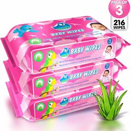glider Baby Wipes | Soft & Gentle | Aloe Vera & VitaminE (Pack of 3) 216 Wipes-picture-32