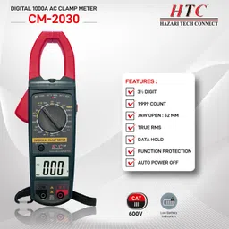 hty HTC CM2030, Digital Ac Clamp Meter 1000A Tester Clip-On-Meter Digital Multimeter image 2