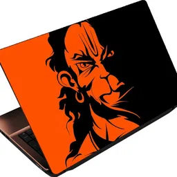 Finest 4 in 1 Combo Pack of Printed Vinyl Laptop Skin Decal Sticker, Reversible Sleeve, Key and Screen Protector Guard for 15.6 Inch Laptop - Angry Hanuman Combo Set image 2