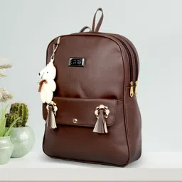 crazy flame Brown Pithu Bag for Girls, Women Backpack-picture-12