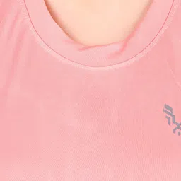 uzarus Women Colorblock Round Neck Polyester Pink T-Shirt image 4