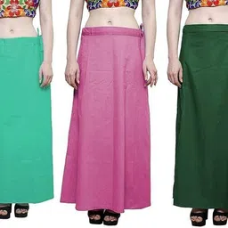 ANANT CREATION COTTON PETTICOAT LIGHT GREEN , MEGENTA, DARK GREEN Cotton Blend Petticoat-picture-20