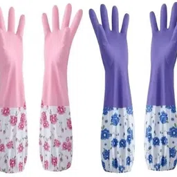 asmo Reusable PVC FlockLined Long Elbow Length Gloves for Kitchen Dishwashing Winters Wet and Dry Glove Set-picture-27