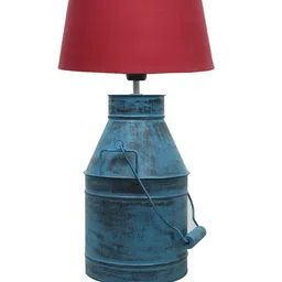 Homesake Rustic Algae Turquoise Blue & Maroon Textured Table Lamp image 4