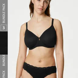Marks & Spencer Women Pack Of 3 Laced Basic Briefs-picture-19