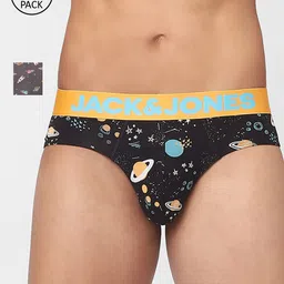 Jack & Jones Men Pack Of 2 Grey & Black Printed Cotton Basic Briefs 116795101-picture-36