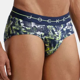 Jockey Typography Printed Anti Microbial Mid Rise Cotton Basic Briefs-NY01-0101-NVWHY image 3