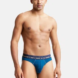 Jockey Men Pack of 2 Blue Solid Basic Briefs image 2