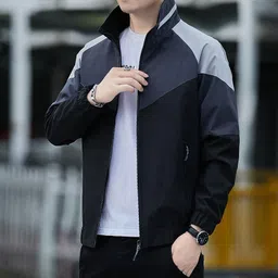 mia fashion Mens Jackets for Summer, Lightweight Windcheater Jacket, Full Sleeves, Regular Fit, Stylish Stand Collar, Zipper Closure image 2