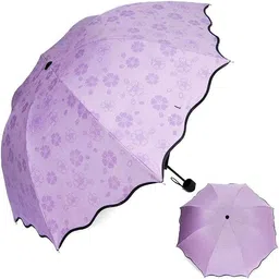 doeasy Fancy Magic Umbrella Changing Secret Blossoms Occur with Water Magic Print 3 Fold Umbrella for Women Men & Children Umbrella Flower Print Sun and Rain (RANDOM COLOR) image 1