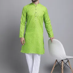 Armaan Ethnic Geometric Printed Cotton Mandarin Collar Kurta image 4