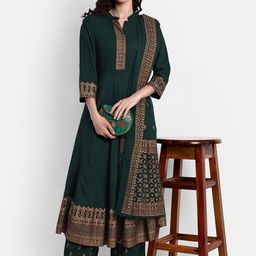 githaan Ethnic Motifs Printed Regular Anarkali Kurta & Trousers With Dupatta-picture-13