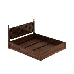 vintage home Rustic Sheesham Wood Queen Size Bed With Box Storage In Provincial Teak Finish image 5