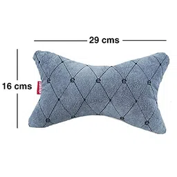Elegant Velvet Fabric Car Neckrest/Neck Rest Pillow Set of 2 Grey(Cu_01) image 3