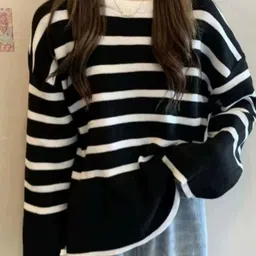 StyleCast Women Striped Long Sleeves Pullover Sweater-image-91