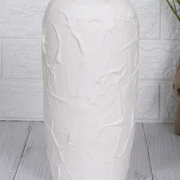 AARVI DECOR STUDIO White Matte-Textured Decorative Ceramic Light Vase-image-21