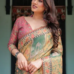 ALMAARI FASHION Ethnic Motifs Print Pure Cotton Handloom Saree image 3