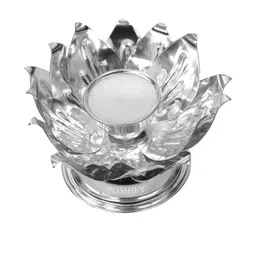 POSHIFY Lotus Diya Holder Pure German Silver for Home Decor, Pooja, Temple Decoration-picture-20