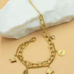 ARTKLIM Stainless Steel Gold-Plated Anti Tarnish Golden Butterfly Charm Bracelet-picture-16