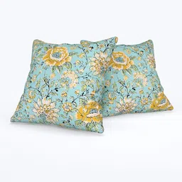 Texstylers Yellow Set of 2 Floral Square Cushion Covers-picture-20
