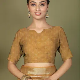 KALINI Mustard Cotton Blend Woven Design Sarees image 4