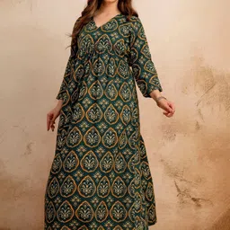 HYTEN Women Ethnic Motifs Printed Indie Prints Anarkali Kurta image 5