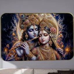 SHRI KHATU SHYAM CREATION Gold-Toned & Blue 1 Pieces MDF Wall Photo Frames image 3