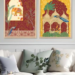 Kotart Maroon & Beige 2 Piece Birds and Animals Wooden Wall Art-picture-40