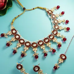 Anouk Gold-Plated Stones Studded & Beaded Jewellery Set-picture-22