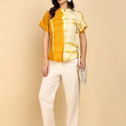 PinkTribe Tie and Dye Mandarin Collar Top image 3