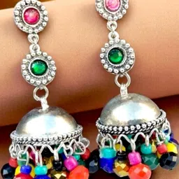 Fashioncrab Women Multicolor Dome Shaped Drop Earrings image 3