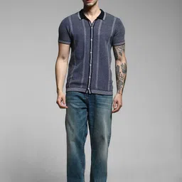 Jack & Jones Striped Short Sleeves Polo Collar Pure Cotton Regular Fit T-shirt image 3