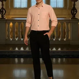 encore by INVICTUS Men Classic Fit Solid Spread Collar Cotton Casual Shirt image 4