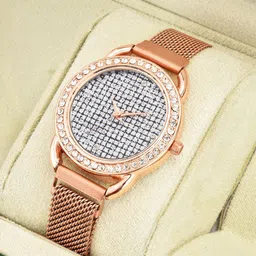 CSAMON Women Printed Dial & Bracelet Style Analogue Watch Csamon_23_RoseGold_Full Daimouns-picture-14