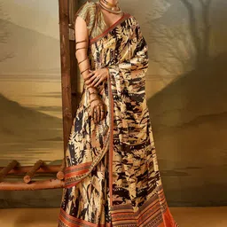 Sangria Abstract Printed Saree With Unstitched Blouse Piece-picture-32