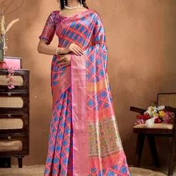 THE AQUARIUS Zari Silk Blend Handloom Mysore Silk Saree-image-24