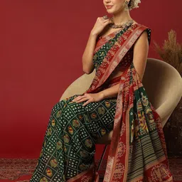 KALINI Bandhani Print Zari Pure Georgette Bandhani Saree image 3