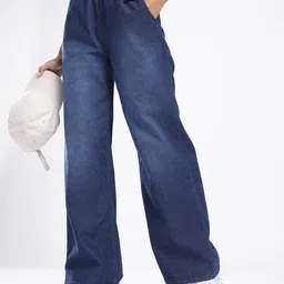 glitchez Women Light Fade Wide Leg Stretchable Jeans-image-6