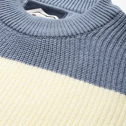 roadster Men Striped Round Neck Blue Sweater image 2