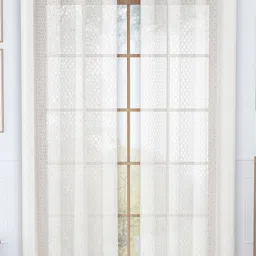 Story@home Serene Off White 2 Pieces Abstract Printed Sheer Long Door Curtains-image-22