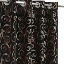 GEET CREATIONS Black Set of 2 Floral Room Darkening Door Curtain-picture-34