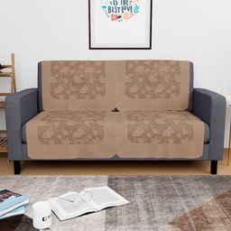 Kuber Industries Camel Brown 4 Pieces Printed Cotton Sofa Cover With Arms-picture-35