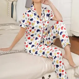 NIJANAND TEXTILE Graphic Printed Night suit-image-25