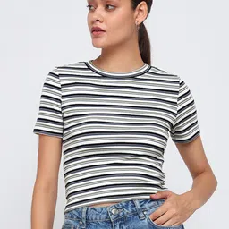 COVER STORY Women Striped Round Neck Cotton T-shirt-picture-10