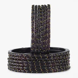 Only Offers Set Of 10 Black Glass Artificial Stones & Beads Bangle image 1