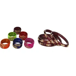 SOMIL Set Of 16 Stone-Studded Bangles-image-44
