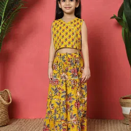 Readiprint Fashions Girls Floral Printed Cotton Ready to Wear Lehenga & Blouse-picture-22