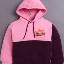BUMZEE New Girls Colourblocked Hooded Long Sleeves Cotton Pullover Sweatshirt-picture-23