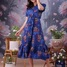 Moda Rapido Women Printed Peter Pan Collar Fit & Flare Dress-picture-39