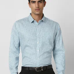 V Dot Men Slim Fit Spread Collar Geometric Printed Cotton Casual Shirt-image-88